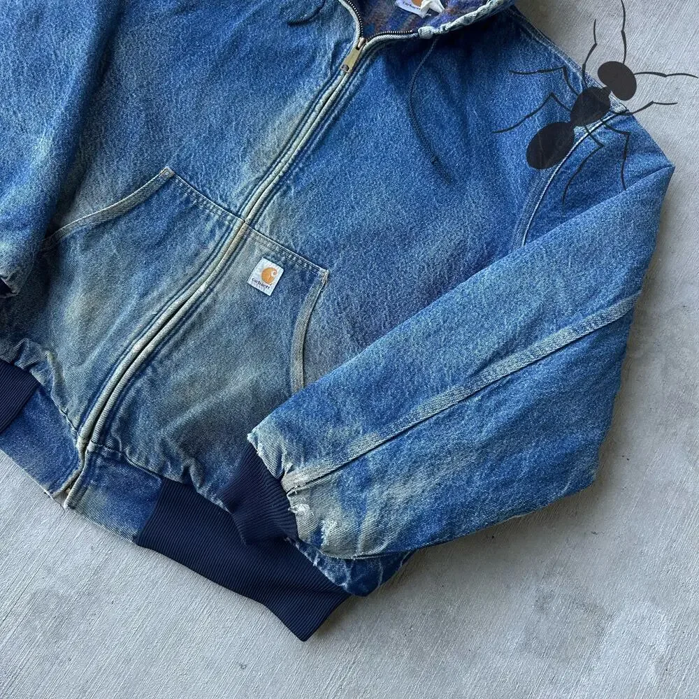 Carhartt JB848 denim blue hooded work wear jacket